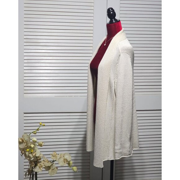 Eileen Fisher Women's Cream Silk Blend Open Front Cardigan Sweater Size 1X 2876 - Picture 3 of 8